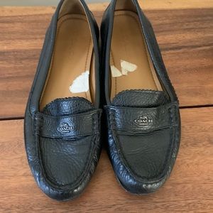 Coach Mary Lockup Driving Loafers/Flats Black Leather Size 8